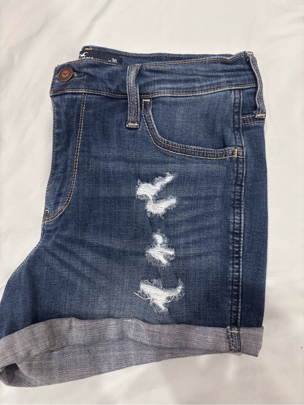Hollister dark blue denim jean shorts